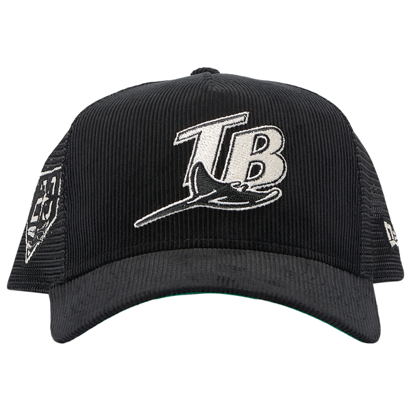 New Era Rays 940 A-Frame Cord Trucker Cap - Adult - Black - Image 2