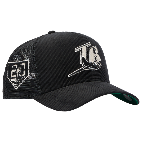 New Era Rays 940 A-Frame Cord Trucker Cap - Adult - Black - Image 3