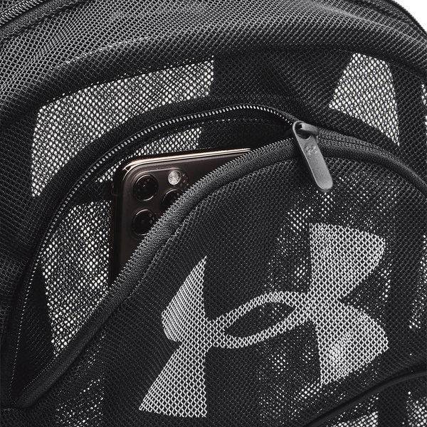 Under Armour Hustle Mesh Backpack - Adult - White/Black - Image 3