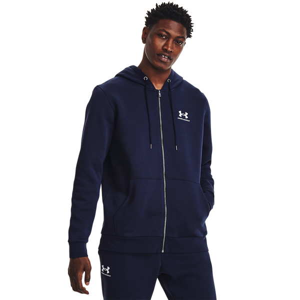 Under Armour Essential Fleece Full-Zip Hoodie - Men's - White/Midnight Navy - Image 3