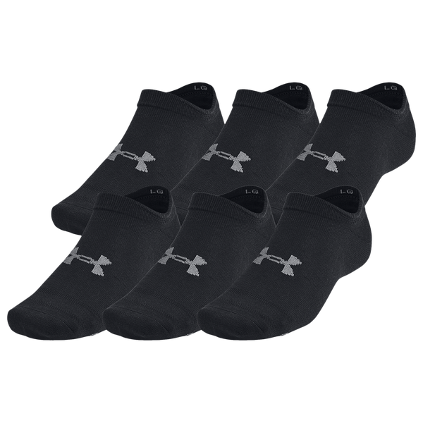 Under Armour Essential 6 Pack No Show Socks - Men's - Black/Black/Castlerock - Image 2