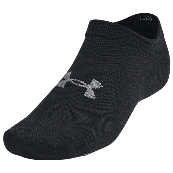 Under Armour Essential 6 Pack No Show Socks - Men's - Black/Black/Castlerock - Image 4
