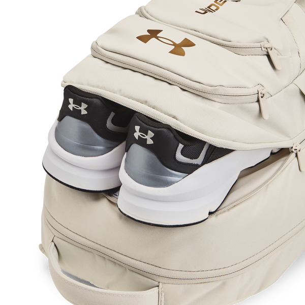 Under Armour Hustle 6.0 Pro Backpack - Adult - Summit White/Metallic Gold - Image 6