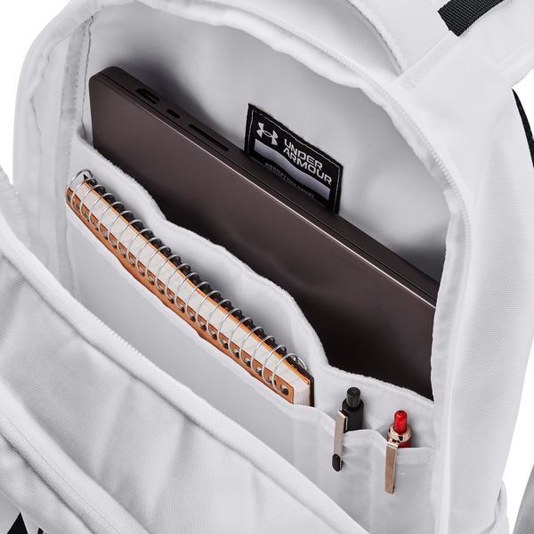 Under Armour Hustle 6.0 Backpack - Adult - White/White/Black - Image 5