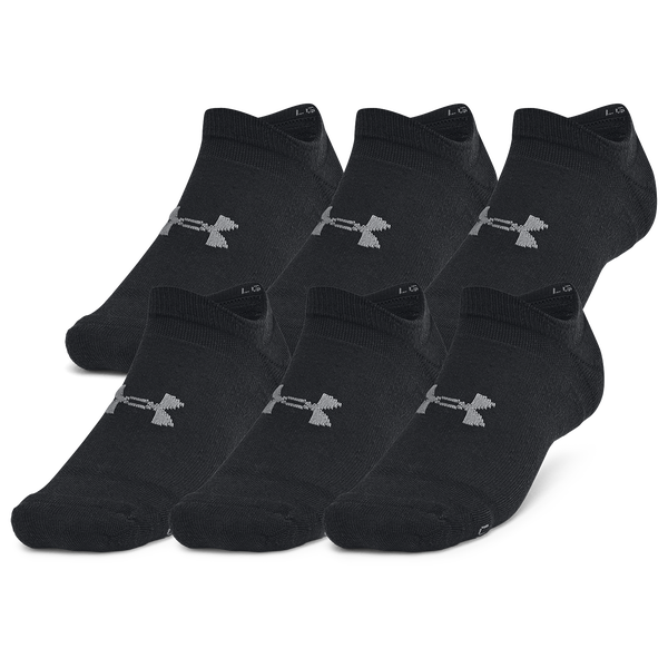 Under Armour Essential Cushion 6 Pack No Show Socks - Men's - Castlerock/Black/Black