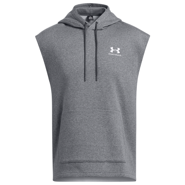Under Armour Icon Fleece Sleeveless Hoodie - Men's - Pitch Grey/White - Image 3