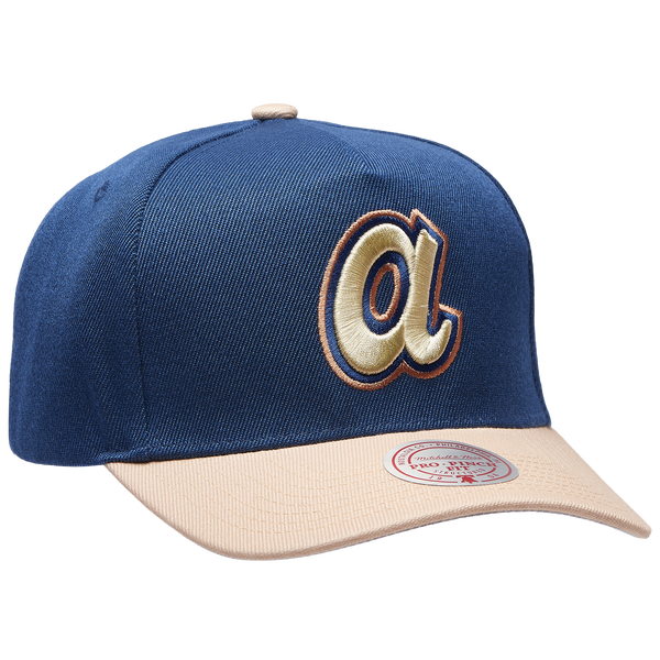 Mitchell & Ness Braves Navy & Tan Pro Pinch Cap - Adult - Navy/Tan - Image 3