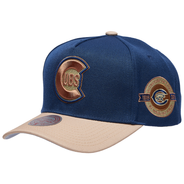 Mitchell & Ness Cubs Navy & Tan Pro Pinch Cap - Adult - Tan/Navy