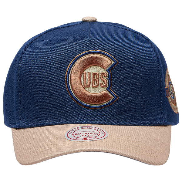 Mitchell & Ness Cubs Navy & Tan Pro Pinch Cap - Adult - Tan/Navy - Image 2