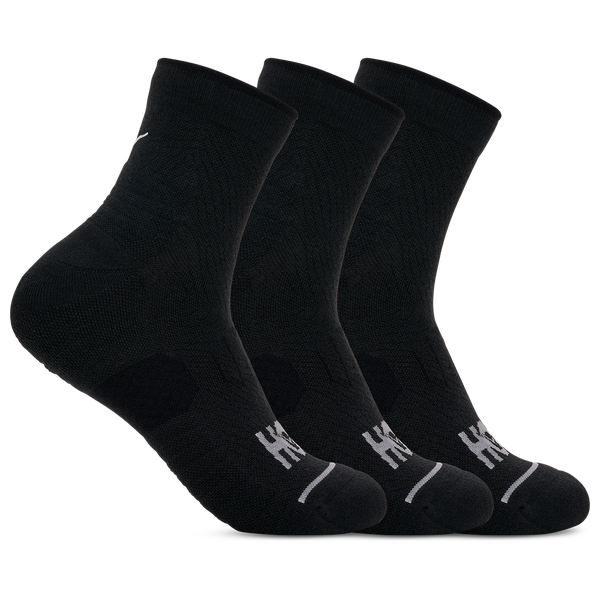 HOKA Quarter Run Sock 3 Pack - Adult - Black/Black/Black