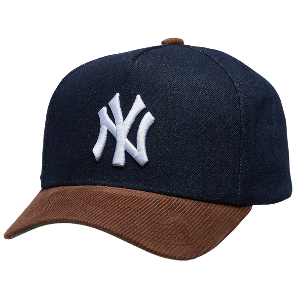 Mitchell & Ness Yankees Denim Cord Pro Pinch Cap - Adult - Brown/Navy
