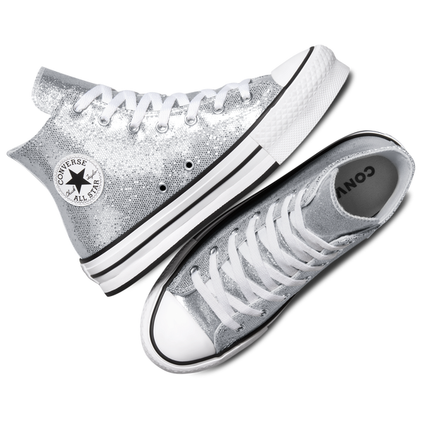Converse Chuck Taylor All Star EVA Lift Hi - Girls' Grade School - Silver/White/Barely Grey - Image 4