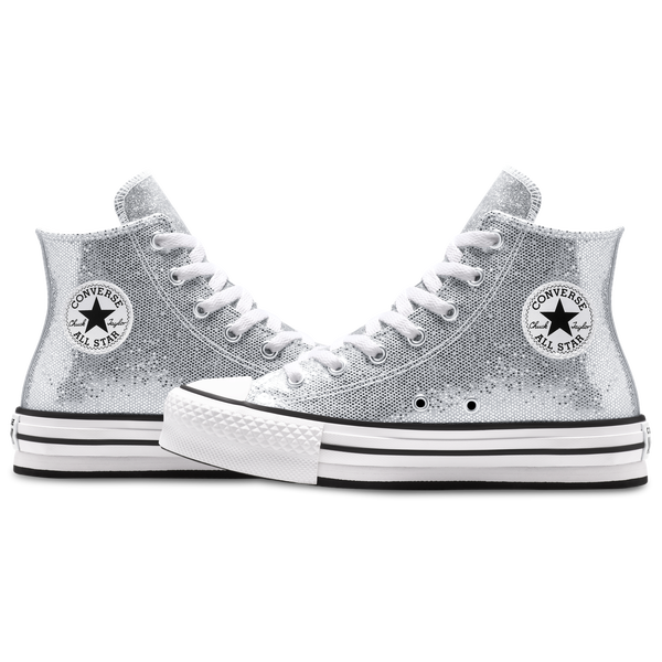 Converse Chuck Taylor All Star EVA Lift Hi - Girls' Grade School - Silver/White/Barely Grey - Image 7