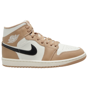 Jordan AJ 1 Mid - Women's - Black/Sail/Desert