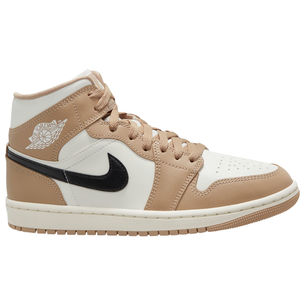 Jordan AJ 1 Mid - Women's - Black/Sail/Desert