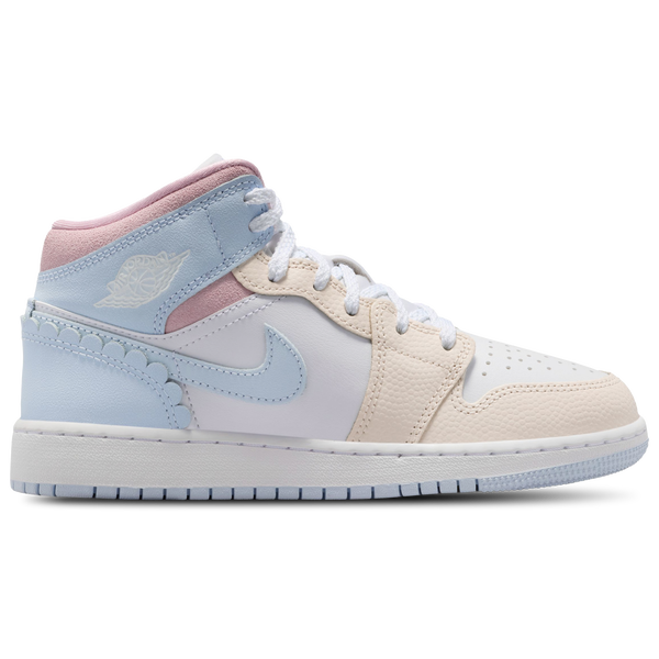 Jordan AJ 1 MID SE FEM - Girls' Grade School - Half Blue/Pale Ivory/White