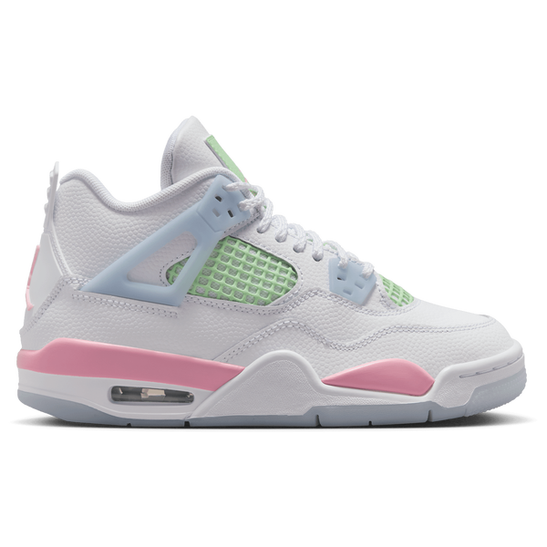 Jordan AJ 4 Retro Fem - Girls' Grade School - White/Medium Soft Pink/Half Blue
