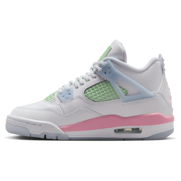 Jordan AJ 4 Retro Fem - Girls' Grade School - White/Medium Soft Pink/Half Blue - Image 2