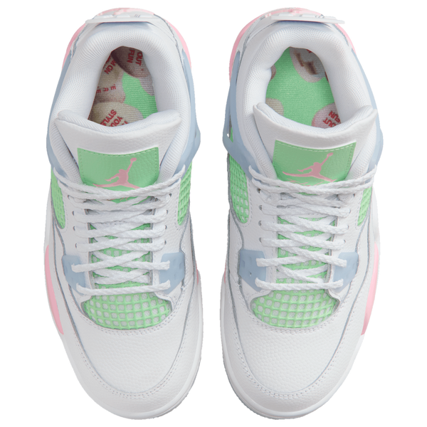 Jordan AJ 4 Retro Fem - Girls' Grade School - White/Medium Soft Pink/Half Blue - Image 4