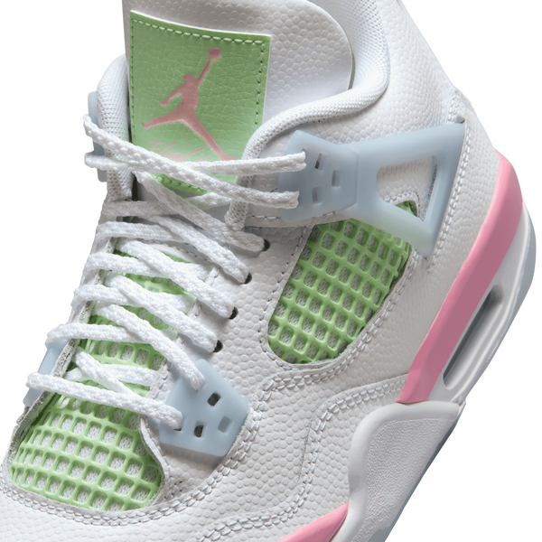 Jordan AJ 4 Retro Fem - Girls' Grade School - White/Medium Soft Pink/Half Blue - Image 7