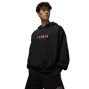 Jordan Brooklyn Oversize Stretch Pullover Hoodie - Men's - Black/Gym Red