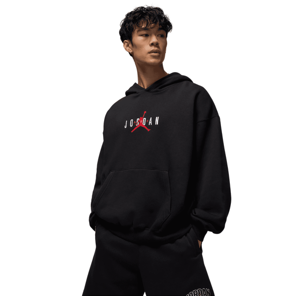 Jordan Brooklyn Oversize Stretch Pullover Hoodie - Men's - Black/Gym Red