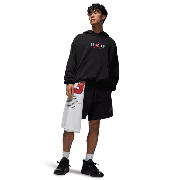 Jordan Brooklyn Oversize Stretch Pullover Hoodie - Men's - Black/Gym Red - Image 6