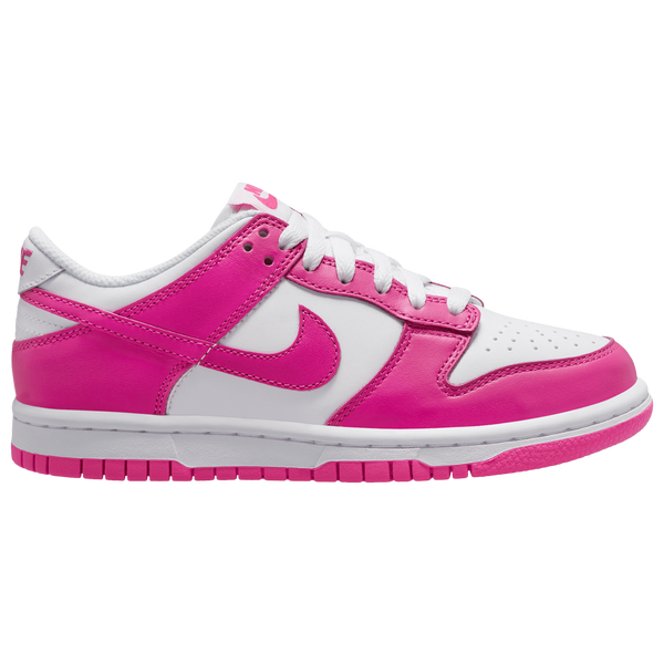 Nike Dunk Low - Girls' Grade School - White/Laser Fuchsia - Image 2