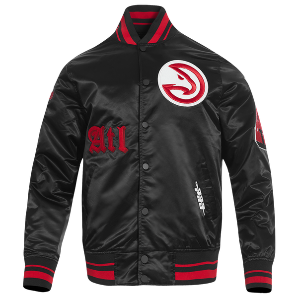 Pro Standard Atlanta Hawks Old English Rib Satin Jacket - Men's - Red/Black/Black - Image 3