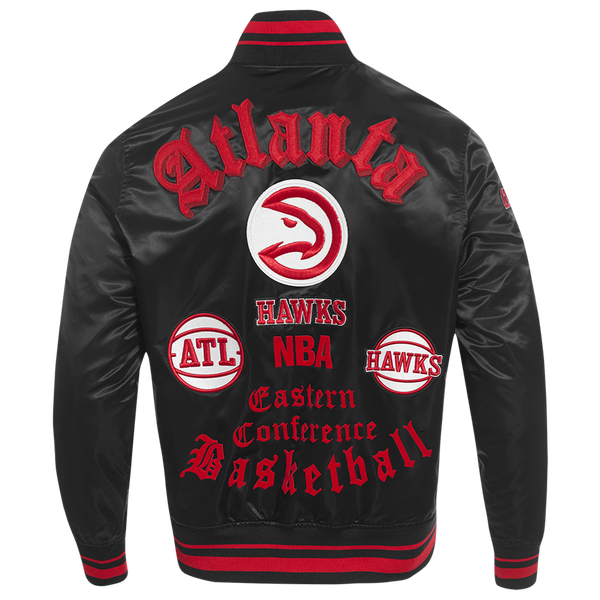 Pro Standard Atlanta Hawks Old English Rib Satin Jacket - Men's - Red/Black/Black - Image 4