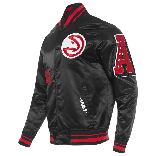 Pro Standard Atlanta Hawks Old English Rib Satin Jacket - Men's - Red/Black/Black - Image 5