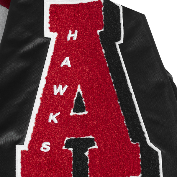 Pro Standard Atlanta Hawks Old English Rib Satin Jacket - Men's - Red/Black/Black - Image 9
