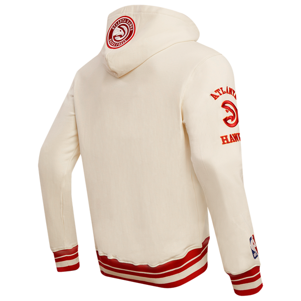 Pro Standard Atlanta Hawks Retro Classic Fleece PO Hoodie - Men's - Eggshell/Red - Image 4