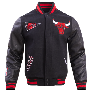 Pro Standard Chicago Bulls Retro Classic Wool Varsity Jacket - Men's - Black/Black/Red