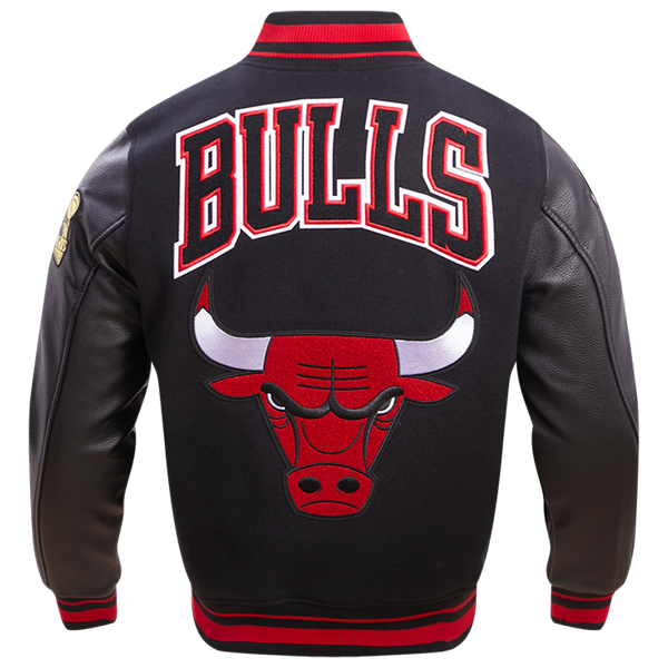 Pro Standard Chicago Bulls Retro Classic Wool Varsity Jacket - Men's - Black/Black/Red - Image 2