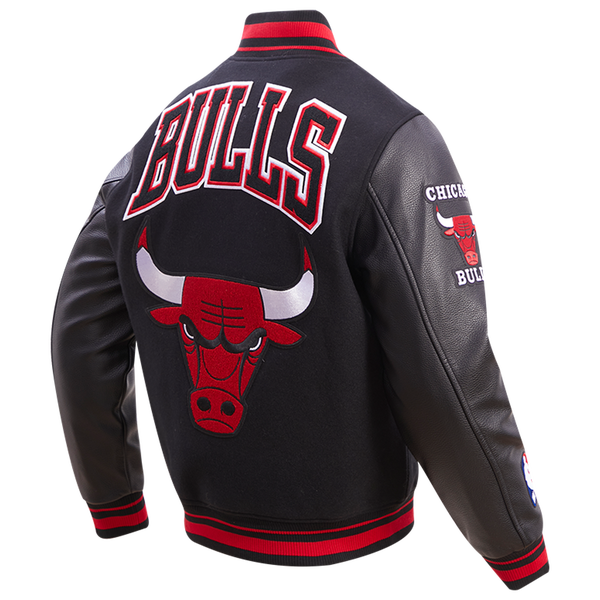 Pro Standard Chicago Bulls Retro Classic Wool Varsity Jacket - Men's - Black/Black/Red - Image 4