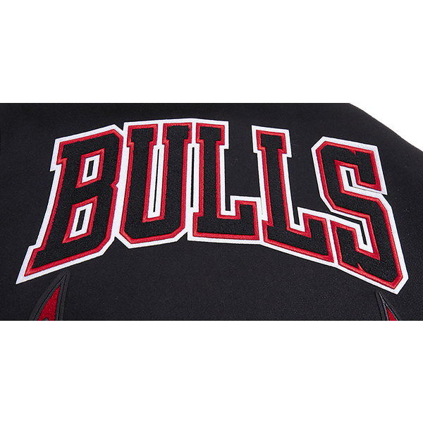 Pro Standard Chicago Bulls Retro Classic Wool Varsity Jacket - Men's - Black/Black/Red - Image 7