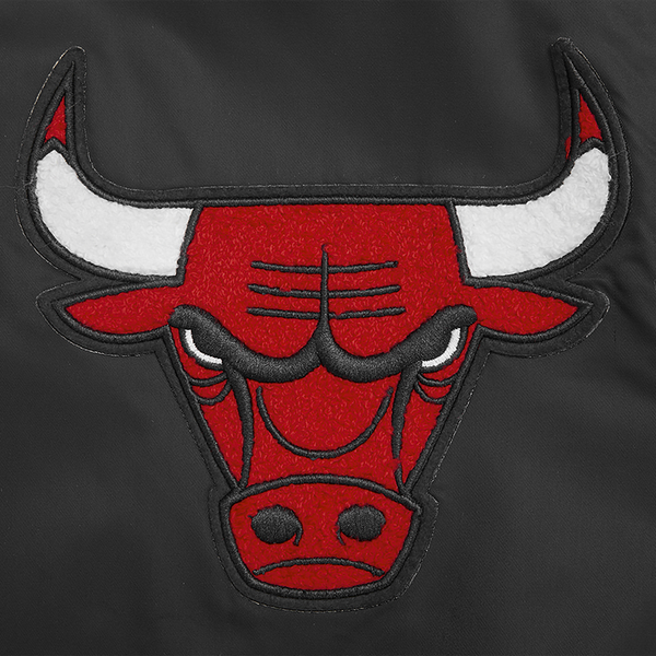 Pro Standard Chicago Bulls Mash Up Rib Satin Jacket - Men's - Black/Black/Red - Image 6