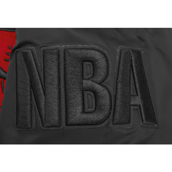 Pro Standard Chicago Bulls Mash Up Rib Satin Jacket - Men's - Black/Black/Red - Image 9