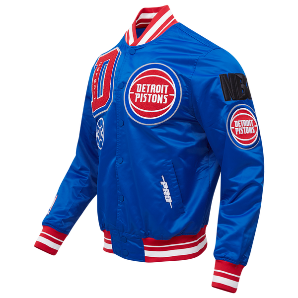 Pro Standard Detroit Pistons Mash Up Rib Satin Jacket - Men's - Royal Blue/Red - Image 3