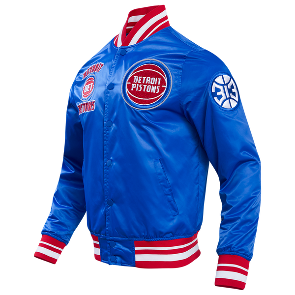 Pro Standard Detroit Pistons Retro Classic Rib Satin Jacket - Men's - Red/Royal Blue - Image 3