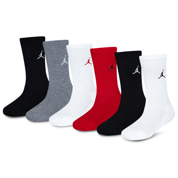 Jordan Everyday Essentials 6 Pack Crew Socks - Boys' Grade School - White/Black/Gym Red