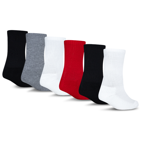 Jordan Everyday Essentials 6 Pack Crew Socks - Boys' Grade School - White/Black/Gym Red - Image 2