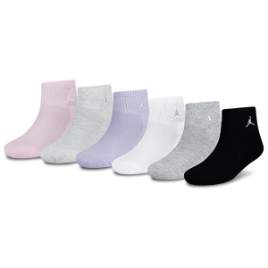 Jordan Everyday Essentials 6 Pack Quarter Socks - Girls' Grade School - White/Purple/Pink Foam