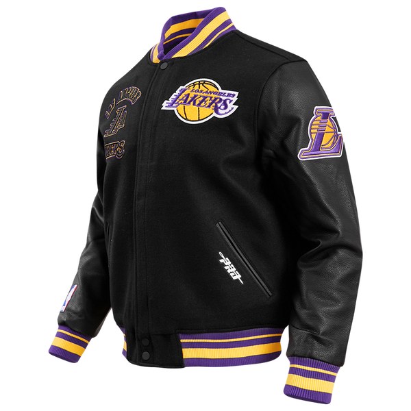 Pro Standard Los Angeles Lakers Retro Classic Varsity Jacket - Men's - Black/Purple/Yellow - Image 3