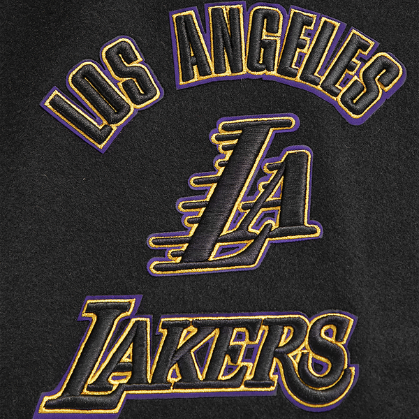 Pro Standard Los Angeles Lakers Retro Classic Varsity Jacket - Men's - Black/Purple/Yellow - Image 10