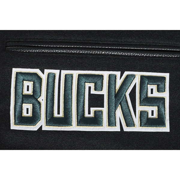 Pro Standard Milwaukee Bucks Mash Up Rib Wool Varsity Jacket - Men's - Black - Image 9