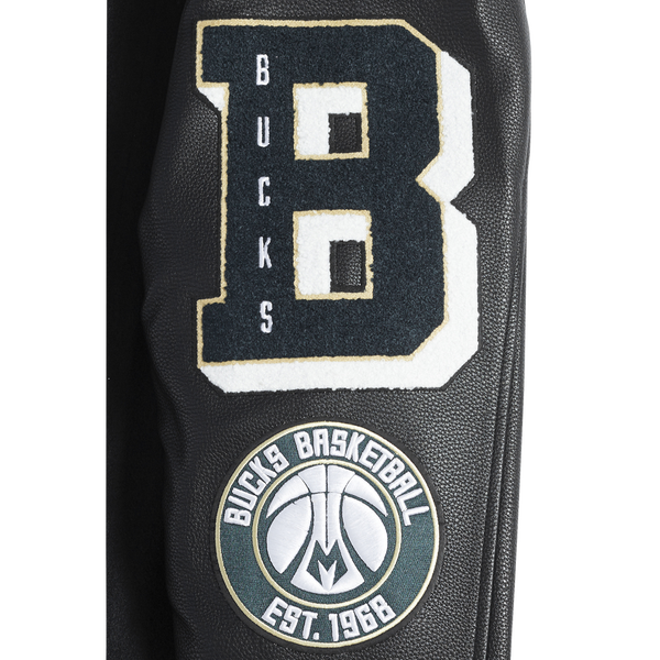 Pro Standard Milwaukee Bucks Mash Up Rib Wool Varsity Jacket - Men's - Black - Image 10