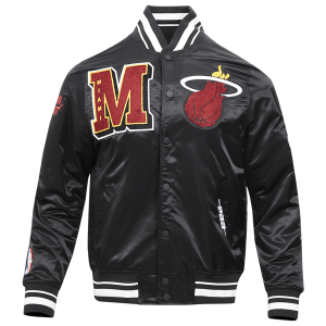 Pro Standard Miami Heat Mash Up Rib Satin Jacket - Men's - Black
