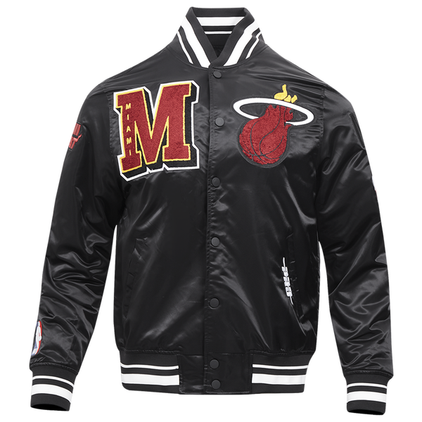 Pro Standard Miami Heat Mash Up Rib Satin Jacket - Men's - Black